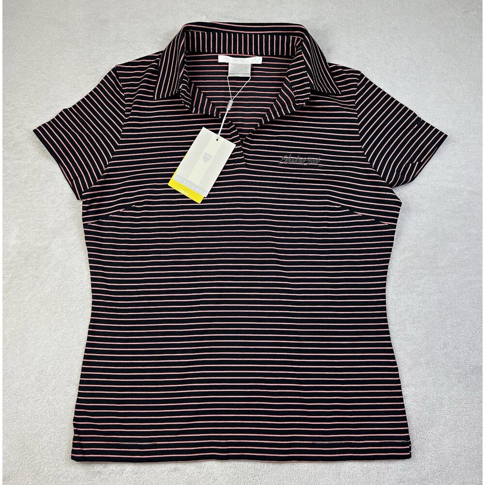 Nike Golf Dri-FIT Women’s S Black/Pink Striped Golf Polo Embroidered ShadowCreek